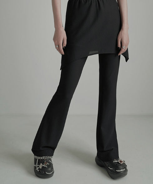 Asymmetric Skirted Flare Pants